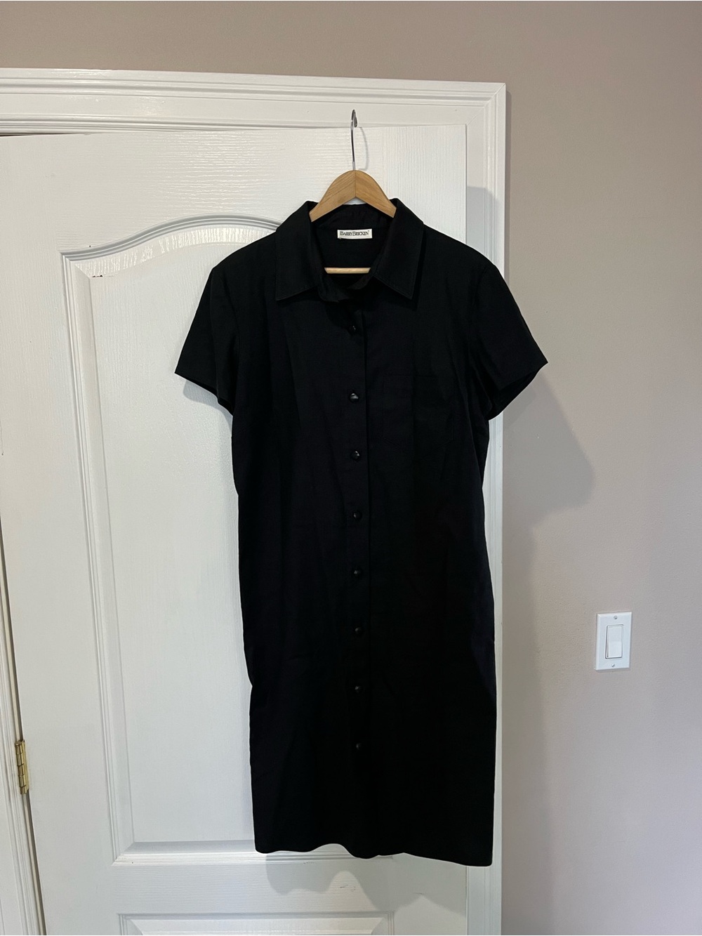 Black Midi Linen Shirt Dress